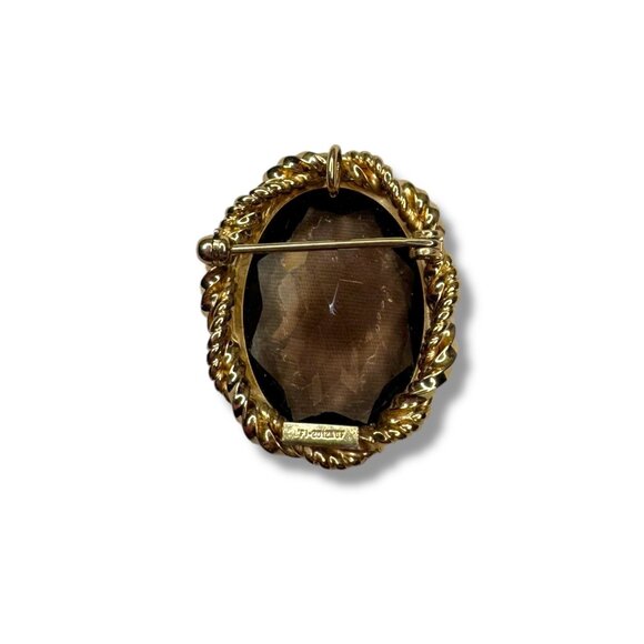 L Fonts 12K GF Smoky Quartz Jewelry Set Bangle Bracelet Brooch Pendant - Picture 8 of 16